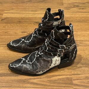 AllSaints Naomi Snake Print Ankle Boots